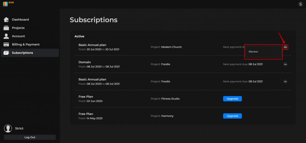 Renew subscription
