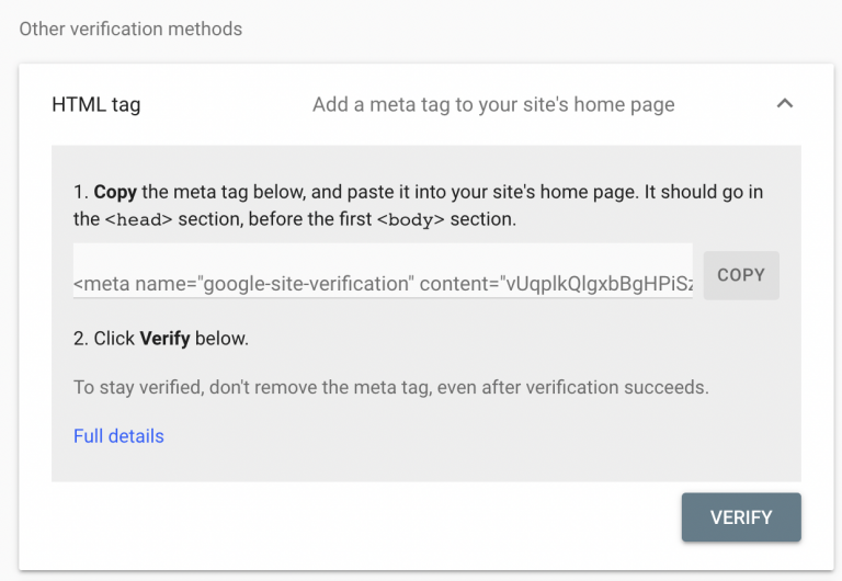 google search console verification id